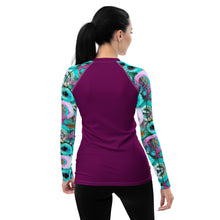 Load image into Gallery viewer, Women's UPF50+ Rash Guard and Layering Shirt in Posies and Fuschia Background