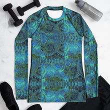 Load image into Gallery viewer, Women's Rash Guard and Layering Shirt in Teal Octopus