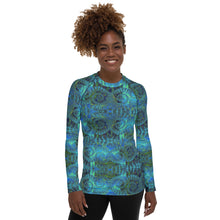 Load image into Gallery viewer, Women's Rash Guard and Layering Shirt in Teal Octopus
