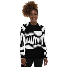 Load image into Gallery viewer, Women's Rash Guard and Layering Shirt ZigZag on Black Background