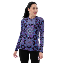 Load image into Gallery viewer, Women's Layering Shirt/ Rash Guard with UPF50+ in Kaleidoscope Rose Window