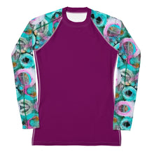 Load image into Gallery viewer, Women's UPF50+ Rash Guard and Layering Shirt in Posies and Fuschia Background