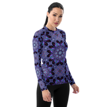 Load image into Gallery viewer, Women's Layering Shirt/ Rash Guard with UPF50+ in Kaleidoscope Rose Window