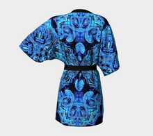Load image into Gallery viewer, Ornate Tapestry in Blues Kimono Jacket with Bamboo Fabric Edging and detachable Belt