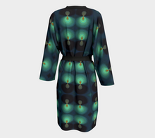 Load image into Gallery viewer, Teal Drops Long Robe/ Peignor with Bamboo Edging & detachable Belt