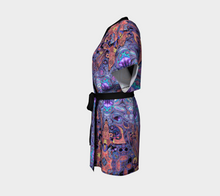 Load image into Gallery viewer, Ornate Purple Orange Design Kimono Jacket with Bamboo Edging & Detachable Belt
