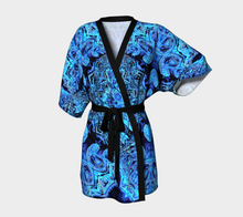 Load image into Gallery viewer, Ornate Tapestry in Blues Kimono Jacket with Bamboo Fabric Edging and detachable Belt