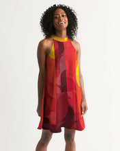 Load image into Gallery viewer, Pop Art Brights Red Yellow Orange Women's Halter Dress