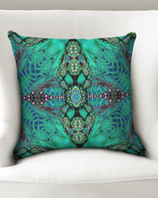 Load image into Gallery viewer, Emerald Green Pink Beaded Design Throw Pillow Cover 17"x17"