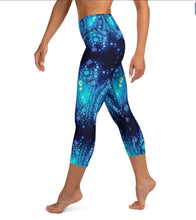 Load image into Gallery viewer, Yoga Leggings, High Waist Capri- Mermaid Hamsa
