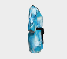 Load image into Gallery viewer, Tahoe Blue Kimono Jacket with Bamboo Fabric Trim & Detachable Belt