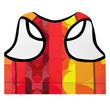 Load image into Gallery viewer, Red Orange Yellow Colorblock Lined/Padded Sports Bra Yoga Top