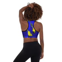 Load image into Gallery viewer, Royal Blue & Yellow Colorblock Lined/Padded Sports Bra Yoga Top