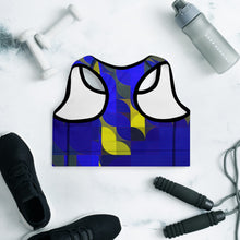 Load image into Gallery viewer, Royal Blue & Yellow Colorblock Lined/Padded Sports Bra Yoga Top