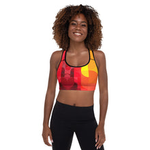 Load image into Gallery viewer, Red Orange Yellow Colorblock Lined/Padded Sports Bra Yoga Top