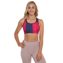 Load image into Gallery viewer, Red and Navy Colorblock Lined/Padded Sports Bra Yoga Top