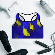 Load image into Gallery viewer, Royal Blue & Yellow Colorblock Lined/Padded Sports Bra Yoga Top