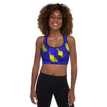 Load image into Gallery viewer, Royal Blue & Yellow Colorblock Lined/Padded Sports Bra Yoga Top