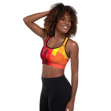 Load image into Gallery viewer, Red Orange Yellow Colorblock Lined/Padded Sports Bra Yoga Top