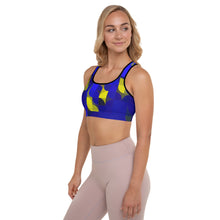 Load image into Gallery viewer, Royal Blue & Yellow Colorblock Lined/Padded Sports Bra Yoga Top