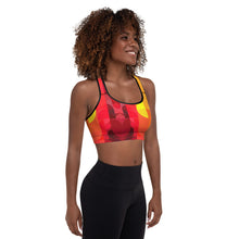 Load image into Gallery viewer, Red Orange Yellow Colorblock Lined/Padded Sports Bra Yoga Top