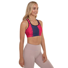Load image into Gallery viewer, Red and Navy Colorblock Lined/Padded Sports Bra Yoga Top