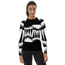 Load image into Gallery viewer, Women's Rash Guard and Layering Shirt ZigZag on Black Background