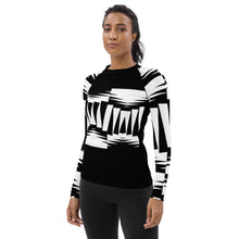 Load image into Gallery viewer, Women's Rash Guard and Layering Shirt ZigZag on Black Background