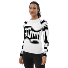 Load image into Gallery viewer, Women's Rash Guard and Layering Shirt in ZigZag Design on White Background