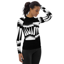 Load image into Gallery viewer, Women's Rash Guard and Layering Shirt ZigZag on Black Background