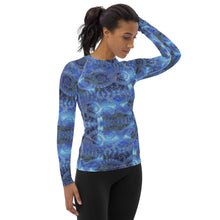 Load image into Gallery viewer, Women's Rash Guard/Layering Shirt with UPF50+ Fabric in Blue Octopus