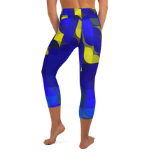 Load image into Gallery viewer, Royal Blue & Yellow Colorblock Yoga Waist Capri Leggings