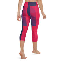 Load image into Gallery viewer, Navy & Red Colorblock Yoga Waist Capri Leggings
