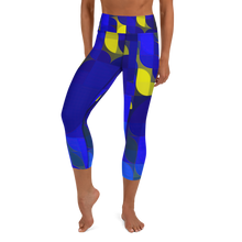 Load image into Gallery viewer, Royal Blue & Yellow Colorblock Yoga Waist Capri Leggings