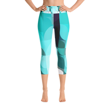 Load image into Gallery viewer, Sea Green Colorblock Yoga Waist Capri Leggings