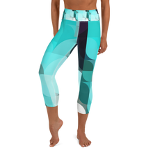 Load image into Gallery viewer, Sea Green Colorblock Yoga Waist Capri Leggings