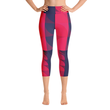 Load image into Gallery viewer, Navy & Red Colorblock Yoga Waist Capri Leggings