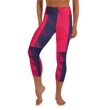 Load image into Gallery viewer, Navy & Red Colorblock Yoga Waist Capri Leggings