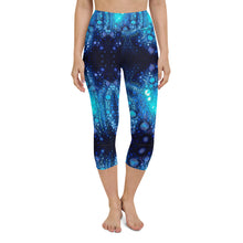 Load image into Gallery viewer, Yoga Waist Sunscreen Fabric Capri Length Leggings in Mermaid Hamsa