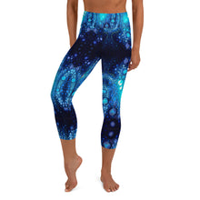 Load image into Gallery viewer, Yoga Waist Sunscreen Fabric Capri Length Leggings in Mermaid Hamsa