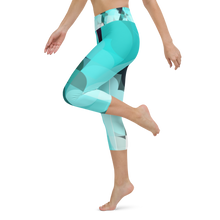 Load image into Gallery viewer, Sea Green Colorblock Yoga Waist Capri Leggings