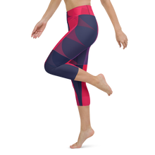 Load image into Gallery viewer, Navy & Red Colorblock Yoga Waist Capri Leggings