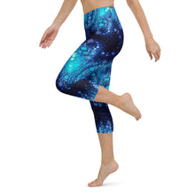 Load image into Gallery viewer, Yoga Waist Sunscreen Fabric Capri Length Leggings in Mermaid Hamsa