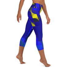 Load image into Gallery viewer, Royal Blue & Yellow Colorblock Yoga Waist Capri Leggings