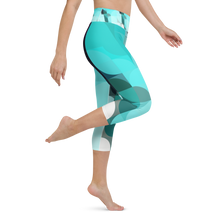 Load image into Gallery viewer, Sea Green Colorblock Yoga Waist Capri Leggings