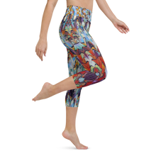 Load image into Gallery viewer, Expressionistic Landscape Figure Flattering Yoga Waist Capri Leggings