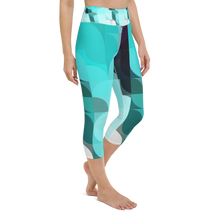 Load image into Gallery viewer, Sea Green Colorblock Yoga Waist Capri Leggings