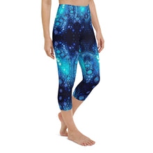 Load image into Gallery viewer, Yoga Waist Sunscreen Fabric Capri Length Leggings in Mermaid Hamsa
