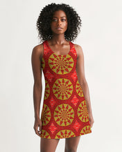 Load image into Gallery viewer, Racerback Dress in Red & Yellow Mandala Sundials