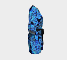 Load image into Gallery viewer, Ornate Tapestry in Blues Kimono Jacket with Bamboo Fabric Edging and detachable Belt